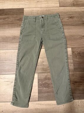 pistola Olive Green Cropped Utility Jeans